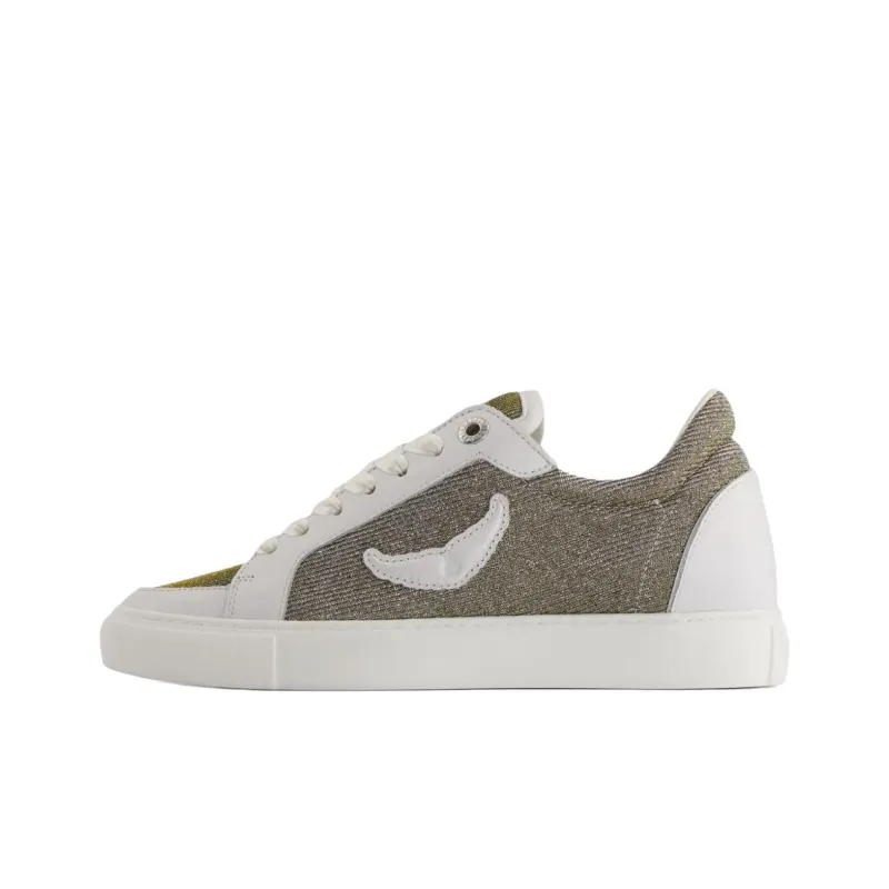 Zadig & Voltaire Fly On Low Top Skateboard Shoes Women's Silver White-0