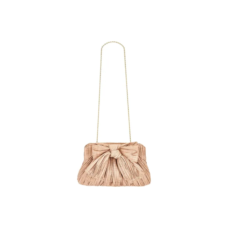 Loeffler Randall Straw Woven One Shoulder Clutch Women's Pink-1