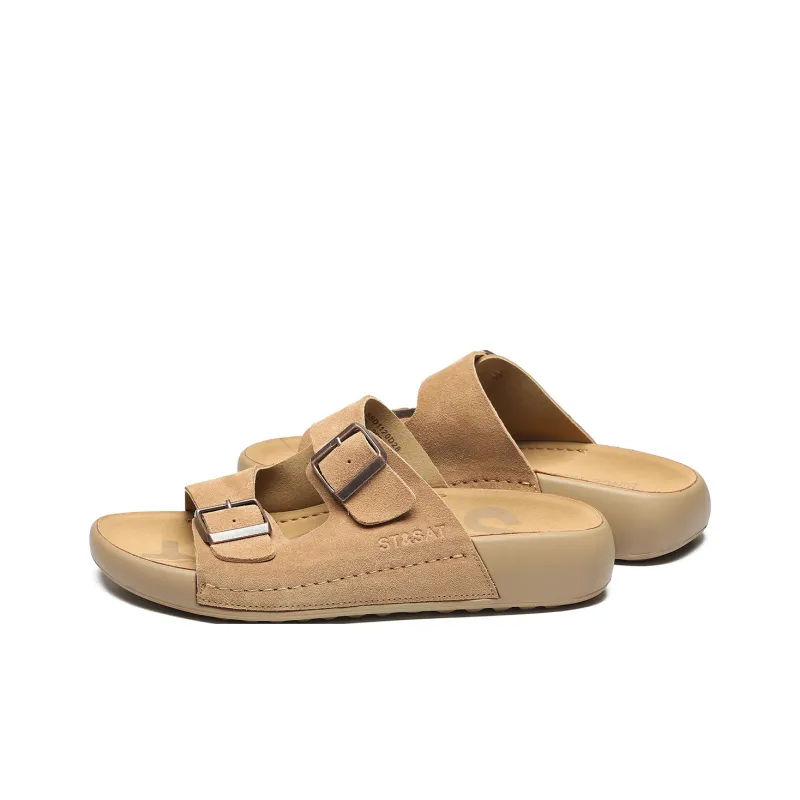 ST&SAT Slip Resistant Abrasion Resistant Platform Birkenstock Slippers, Casual Slide on Outerwear Men's-3