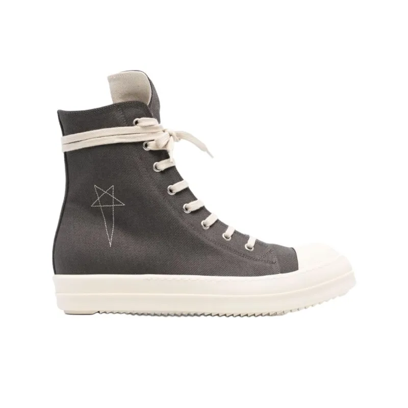 Rick Owens DRKSHDW High Top Canvas Shoes Men's Gray-1