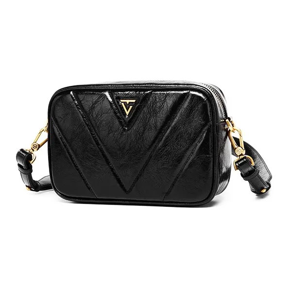 TangGuh Cow Leather Camera Bag, Shoulder Bag, Crossbody Bag Regular Women's Black-3