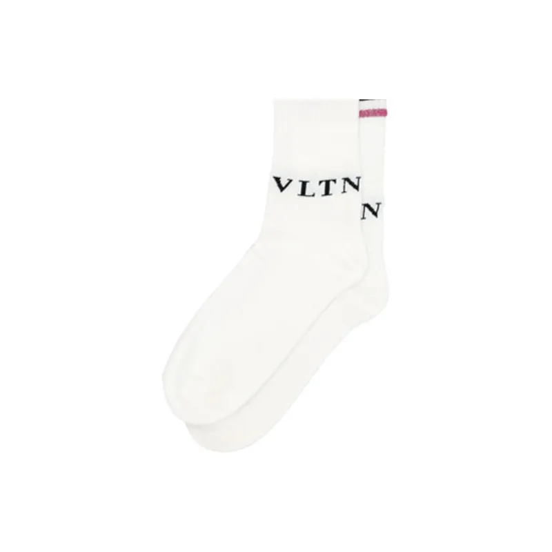 Valentino SS22 Mid Calf Socks Men's White-2