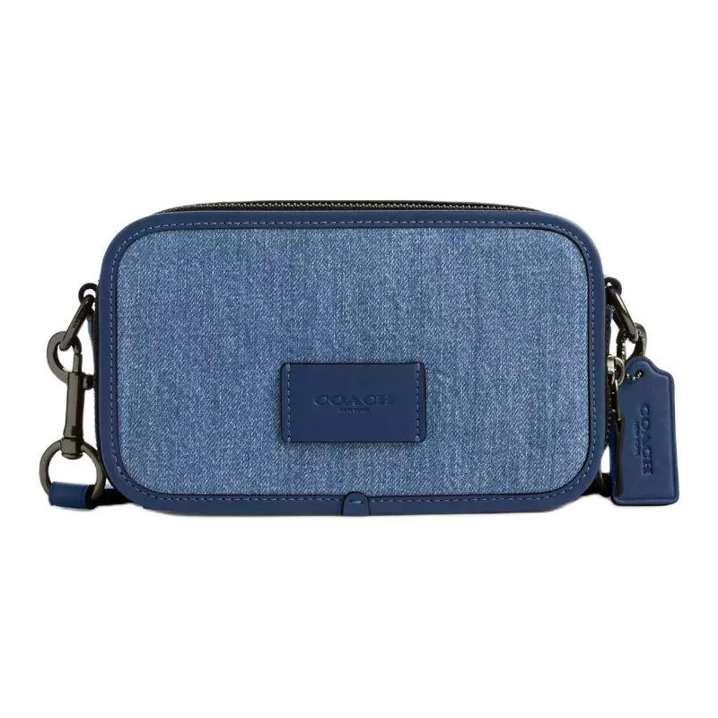 COACH Wyatt Denim Crossbody Bag, Shoulder Bag Trumpets Men's Blue & Dark Blue-0