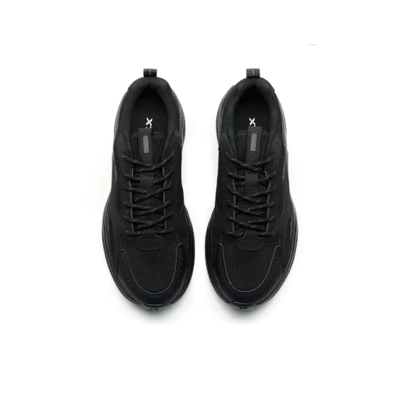XTEP Cushioning Abrasion Resistant Lightweight Low Top Chunky Sneakers Men's Black-3