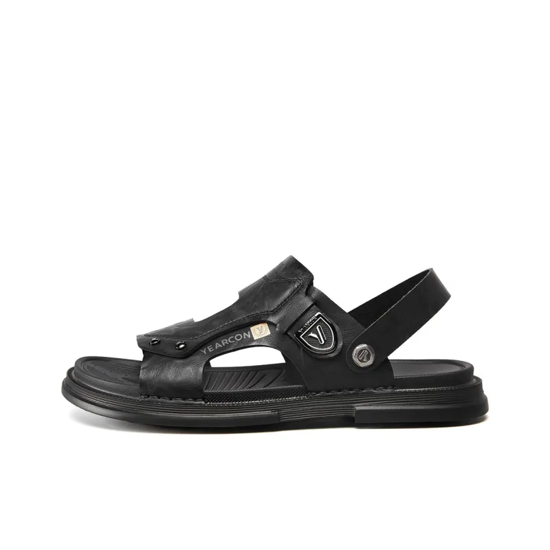 YEARCON Beach Sandals Men Khaki, Gray-4