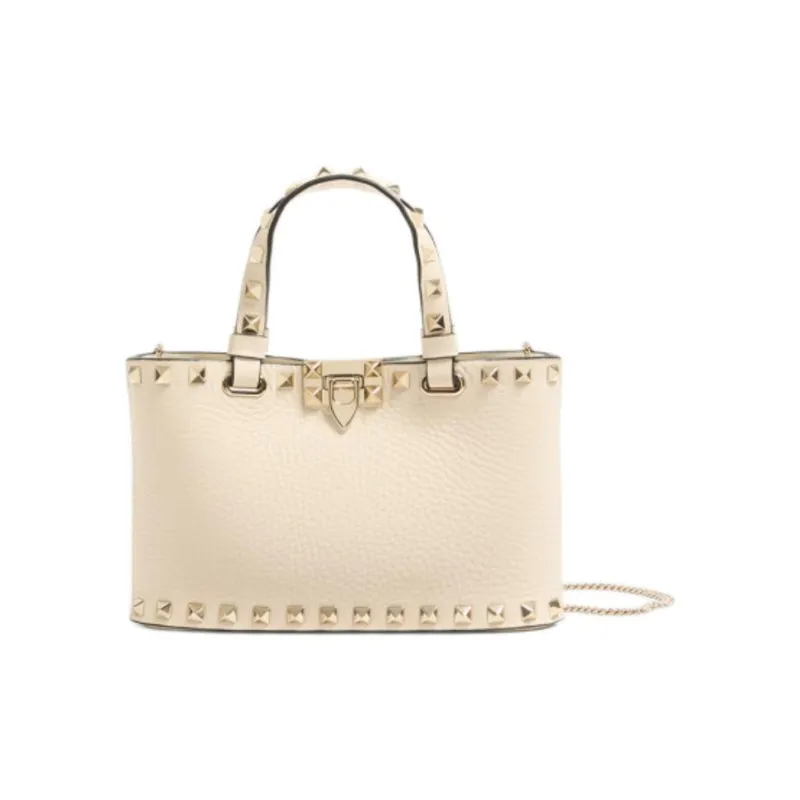 Valentino ROCKSTUD Calfskin Shoulder Bag, Crossbody Bag, Handbag Mini Women's Light Ivory White-0