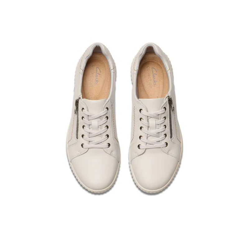 Clarks Anti Slip Wear Resistant Low Top Casual Shoes Women's White-4