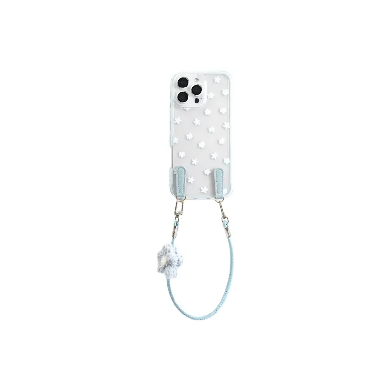 Sopi Acrylic Material 2 in 1 Floral Stand Lanyard Phone Cases Compatible With IPhone 16/15 Pro Max/Apple 13/14 Pro/Max-7