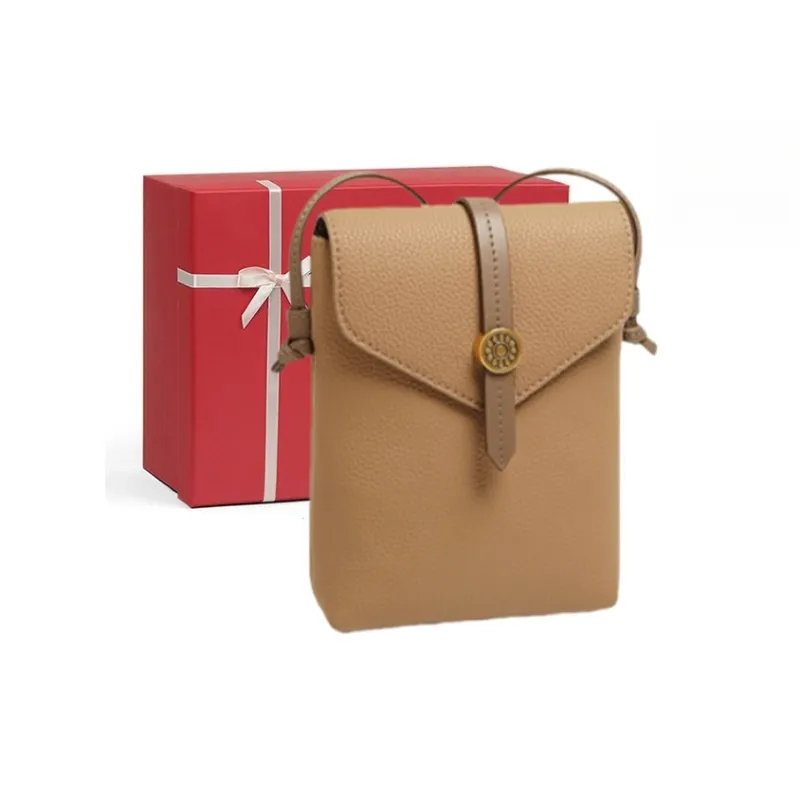 CNNCOO Cow Leather Crossbody Cell Phone Pouch Women's Milk Tea/Gold Brown/Elephant Gray-7