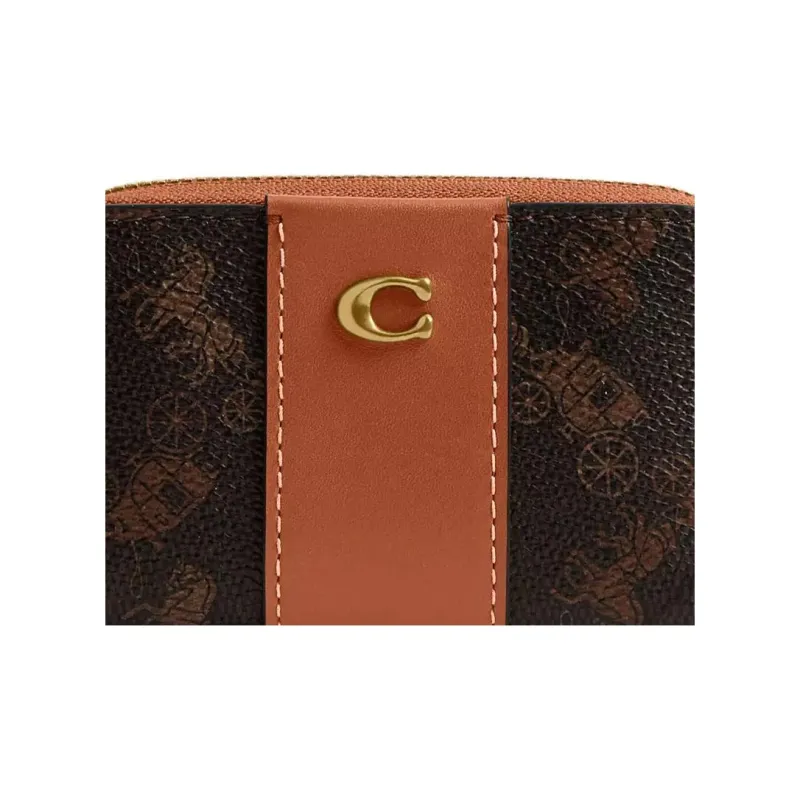 COACH Essential Coated Canvas With Calfskin Card Holder Mini Women's Brass & Black Brown-4