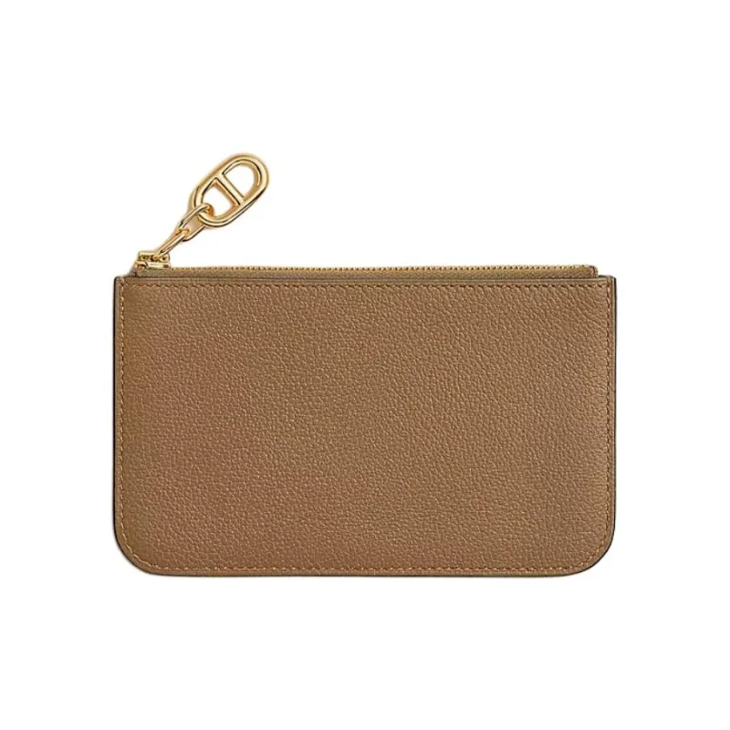 HERMES Chaine D'AncreZipengo Evercolor Calfskin Card Holder Women's Chestnut-0