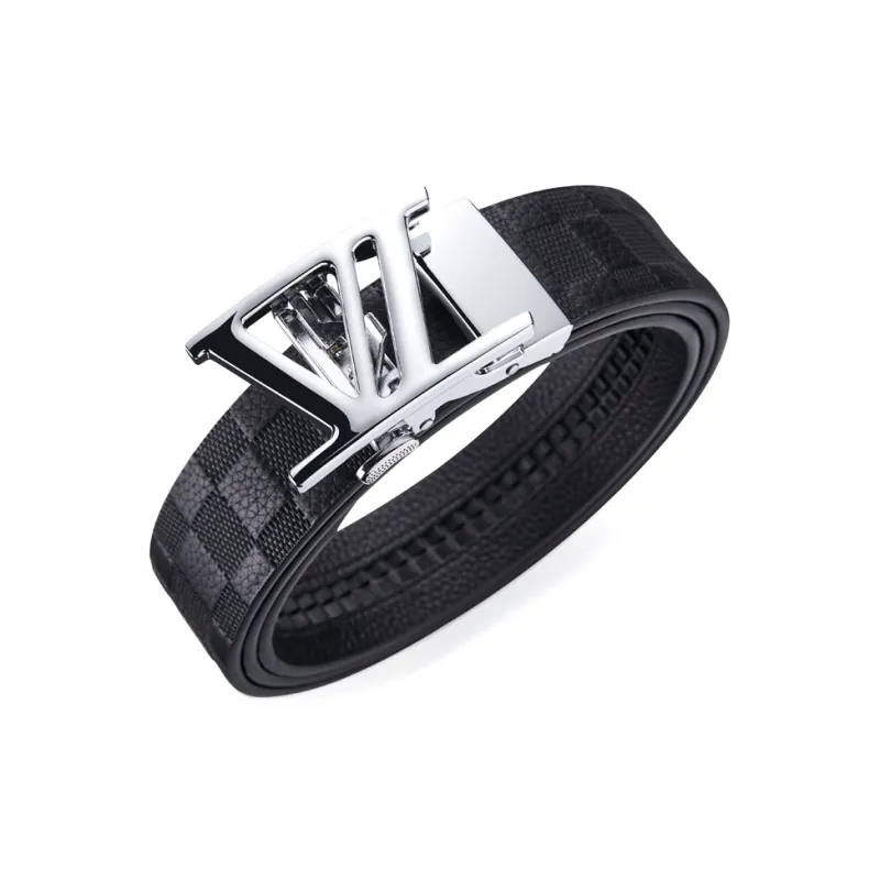 Jeccieziio Top Grain Cow Leather Belt Men's Gunmetal, Gold, Silver Width 3.5CM-11