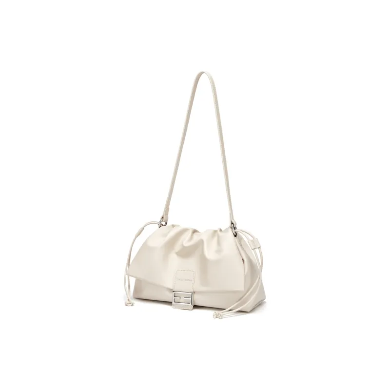 CNOLES Microfiber Synthetic Leather Baguette Bag Shoulder Bag Regular Women's White/Black-1