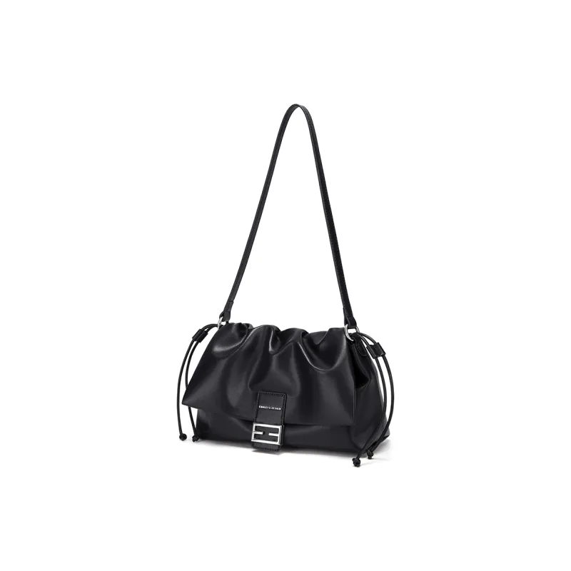 CNOLES Microfiber Synthetic Leather Baguette Bag Shoulder Bag Regular Women's White/Black-8