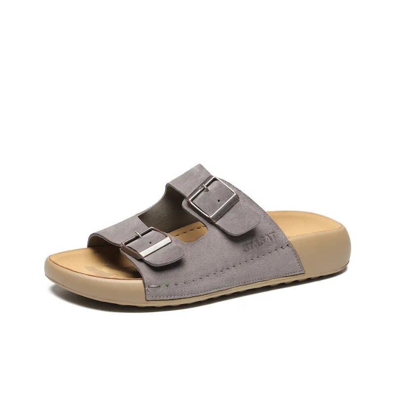 ST&SAT Slip Resistant Abrasion Resistant Platform Birkenstock Slippers, Casual Slide on Outerwear Men's-9
