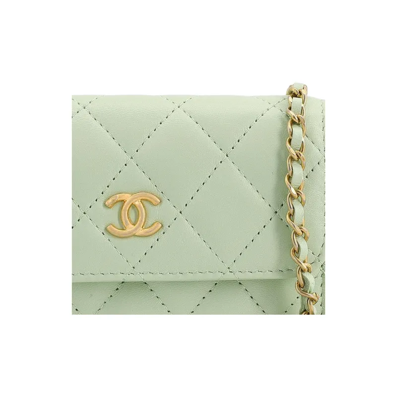 CHANEL Sheepskin Coin Purse, Fanny Pack, Shoulder Bag, Crossbody Bag Women's Fruit Green-4