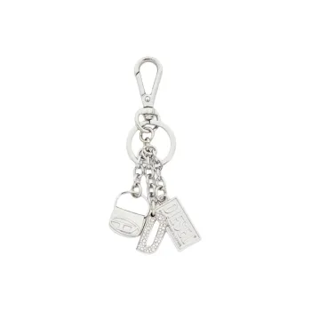 DIESEL Metal, Zinc Iron, Crystal Keychains Women's Silver