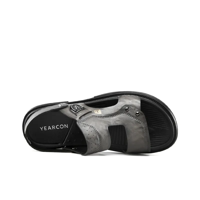 YEARCON Beach Sandals Men Khaki, Gray-10