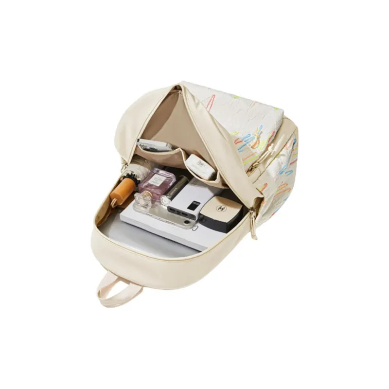 CinvaiKrose Fabric Travel Backpack Travel Bag Backpack Large Size Women's Ecru-4