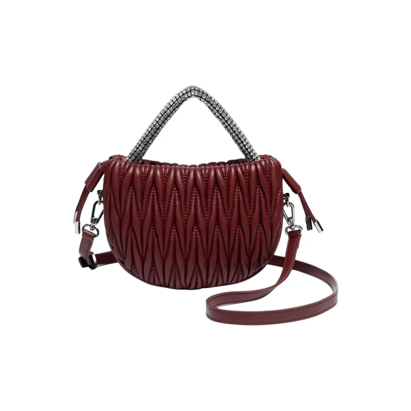 Mulinsen PU Crossbody One Shoulder Handbag Women's Red/Black-2