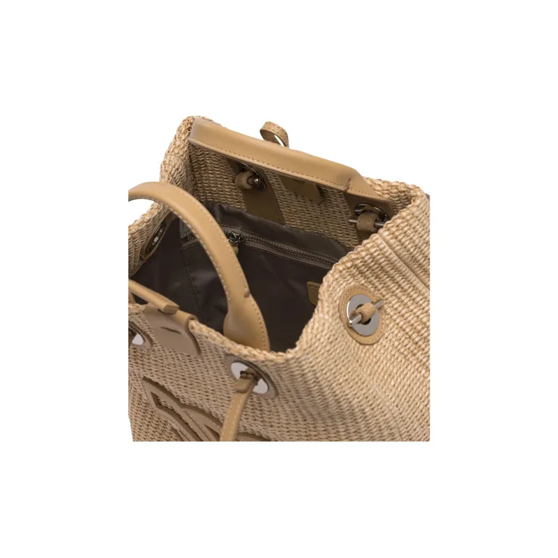 Casadei Cotton Bucket Bag, One Shoulder Handbag Women's Khaki-4