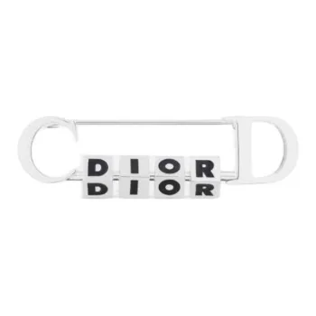 DIOR Silver Plated, Brass, Resin Brooches Unisex Silver