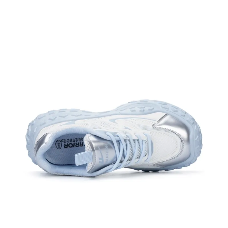 Warrior Breathable Low Top Chunky Sneakers Women's White Blue-2