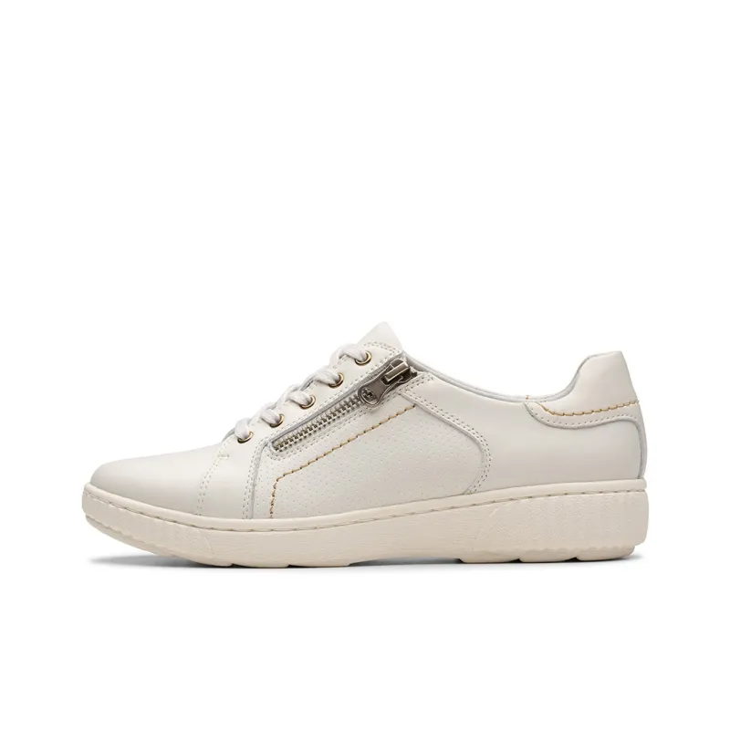 Clarks Anti Slip Wear Resistant Low Top Casual Shoes Women's White-0
