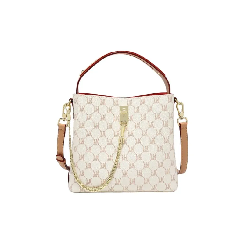 CNNCOO PVC Bucket Bag Handbag Regular Women's Brown/Ecru-7