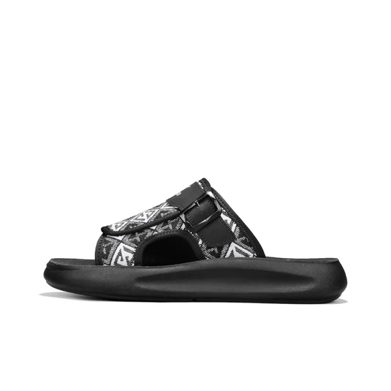 Warrior Stitching Cushioning Slip Resistant Abrasion Resistant Slide Slippers Men's Black Light Gray-0