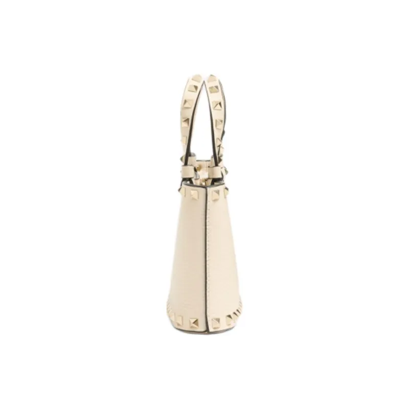 Valentino ROCKSTUD Calfskin Shoulder Bag, Crossbody Bag, Handbag Mini Women's Light Ivory White-2