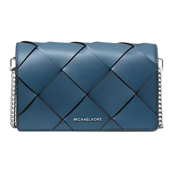 MICHAEL KORS Jet Set Leather Shoulder Bag Medium Size Women's Blue