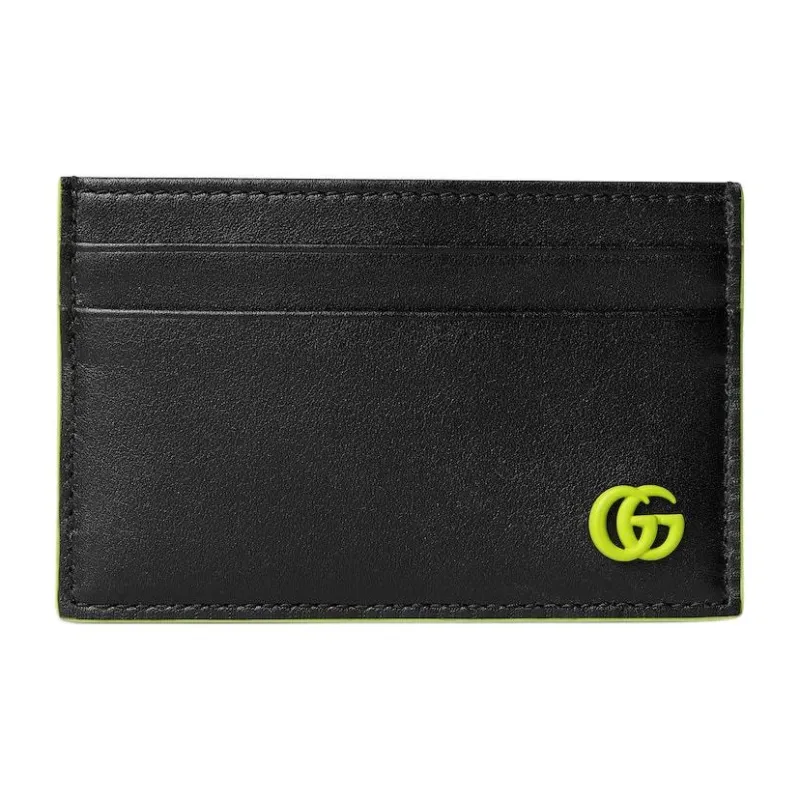 GUCCI GG Marmont Leather Card Holder Unisex Black-0