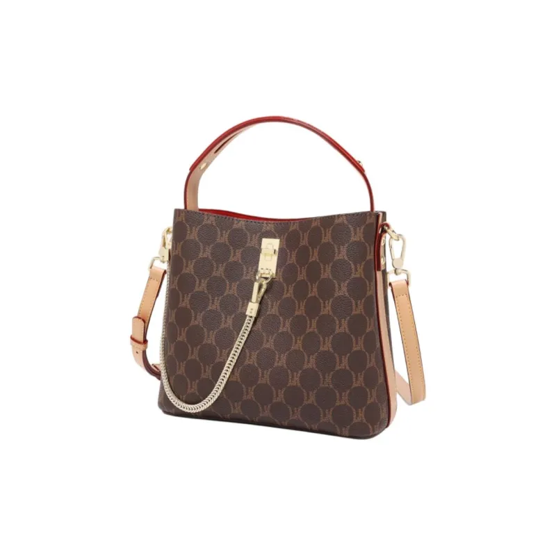 CNNCOO PVC Bucket Bag Handbag Regular Women's Brown/Ecru-2