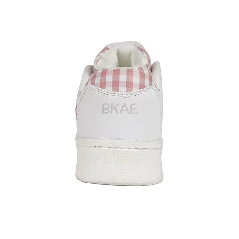 BKAE Slip Resistant, Abrasion Resistant, Lightweight Low Top Skateboard Shoes Unisex Square White Pink-2