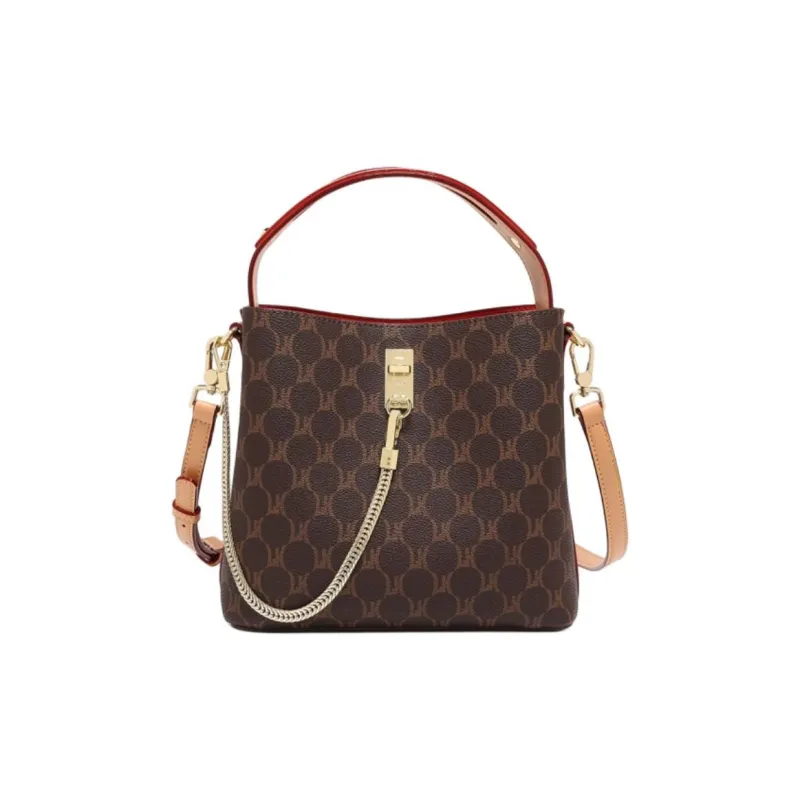 CNNCOO PVC Bucket Bag Handbag Regular Women's Brown/Ecru-1