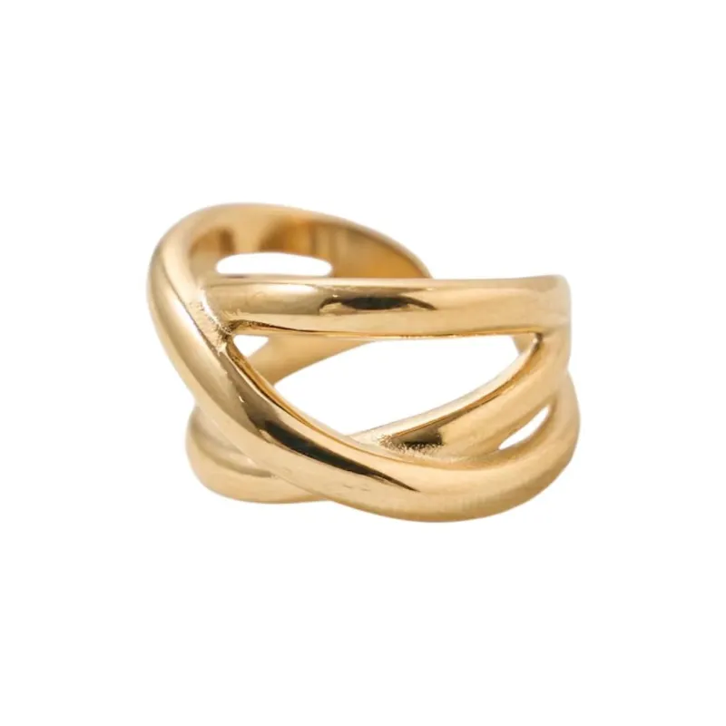 FREAK'S STORE Stainless Steel With 10K Gold Plating Rings Unisex Gold-0