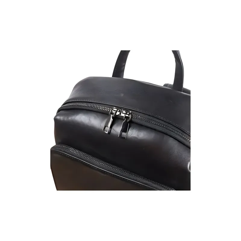 LARTIGENT Top Grain Cow Leather Backpack Men's Black-4