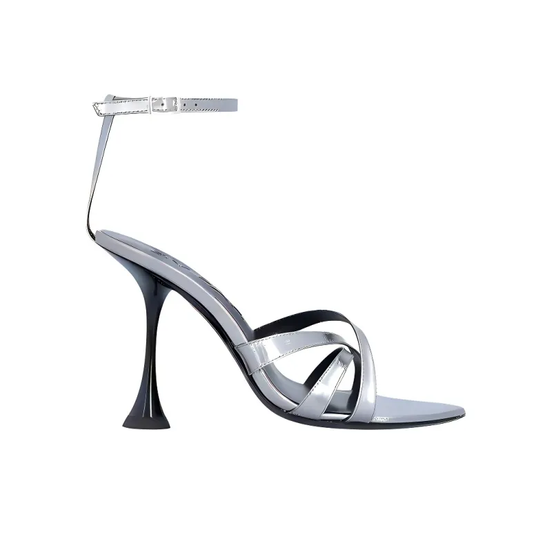 By Far Juliette Ino One Strap Sandals 10cm Women's Silver-1