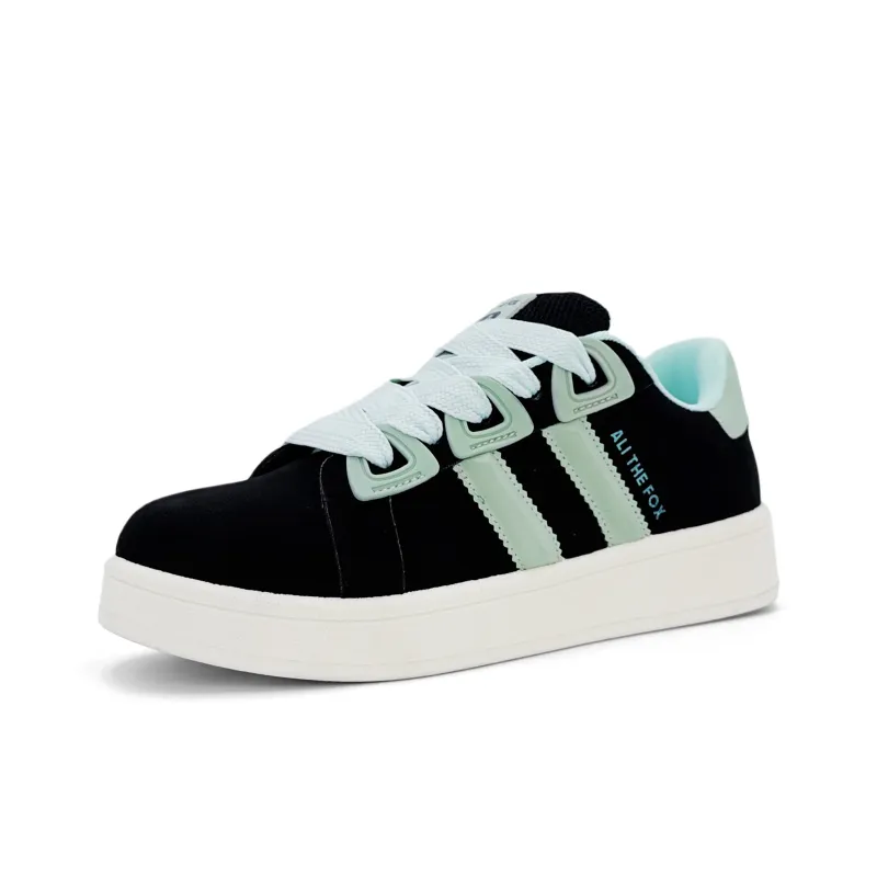 ALI THE FOX Skateboard Shoes Women's Low Top Black Pink/Black Green-10