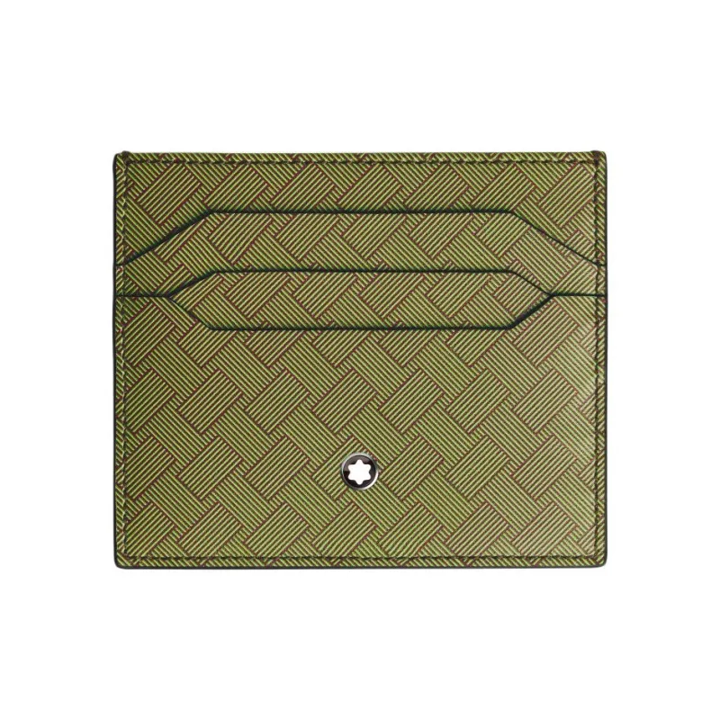 MONTBLANC Full Grain Cow Leather Card Holder Unisex Green & Black Currant-0