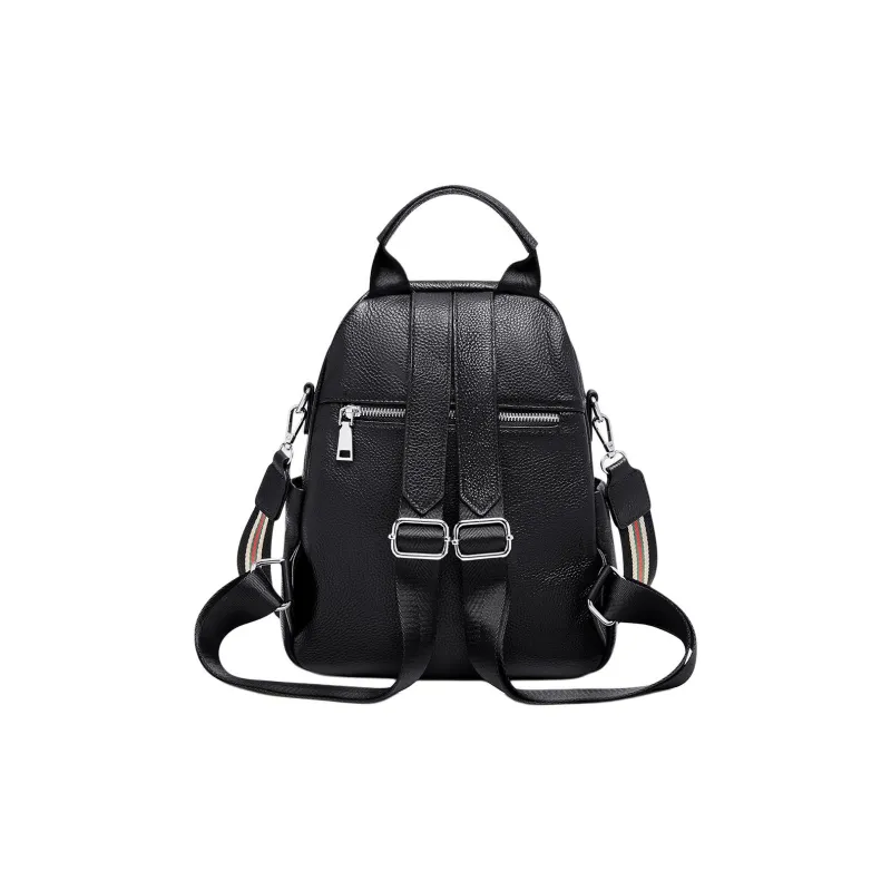 HARSON Top Grain Cow Leather Casual Backpack Regular Women's Black-3