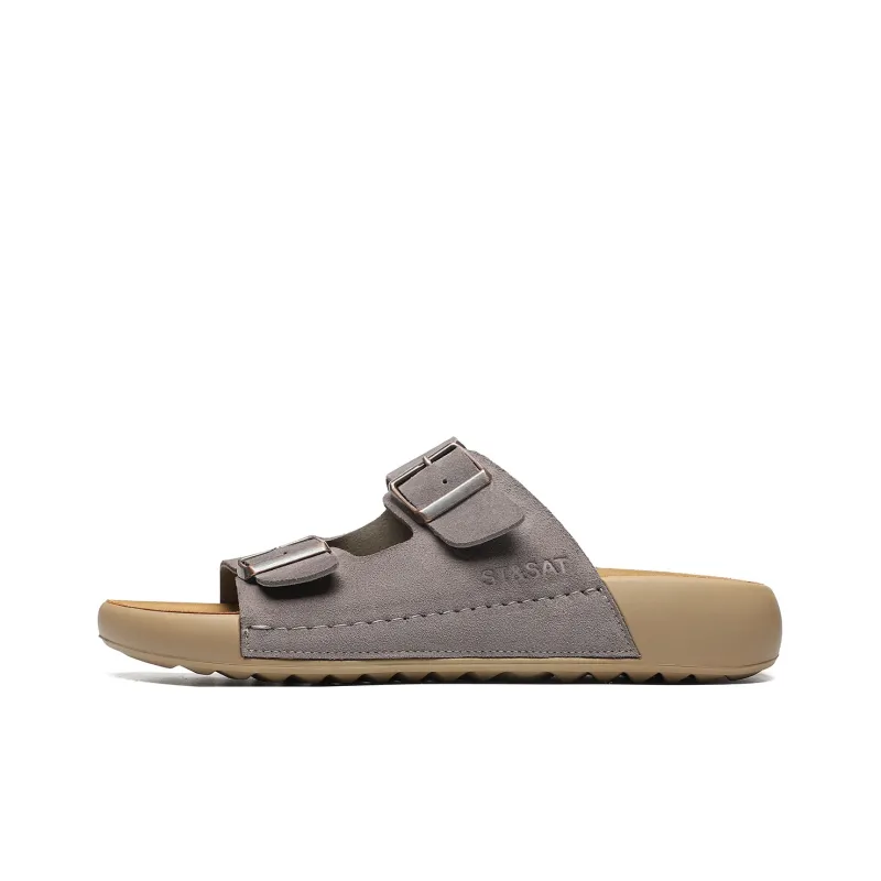 ST&SAT Slip Resistant Abrasion Resistant Platform Birkenstock Slippers, Casual Slide on Outerwear Men's-5