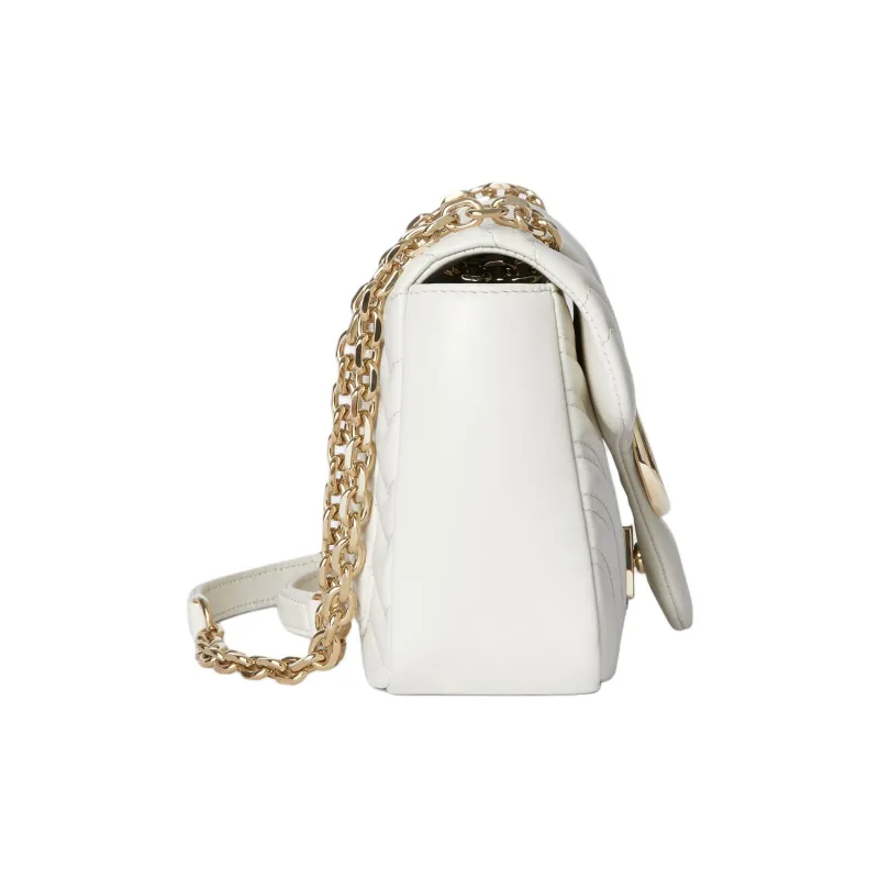GUCCI GG Marmont Lambskin Shoulder Bag Medium Size Women's White-2
