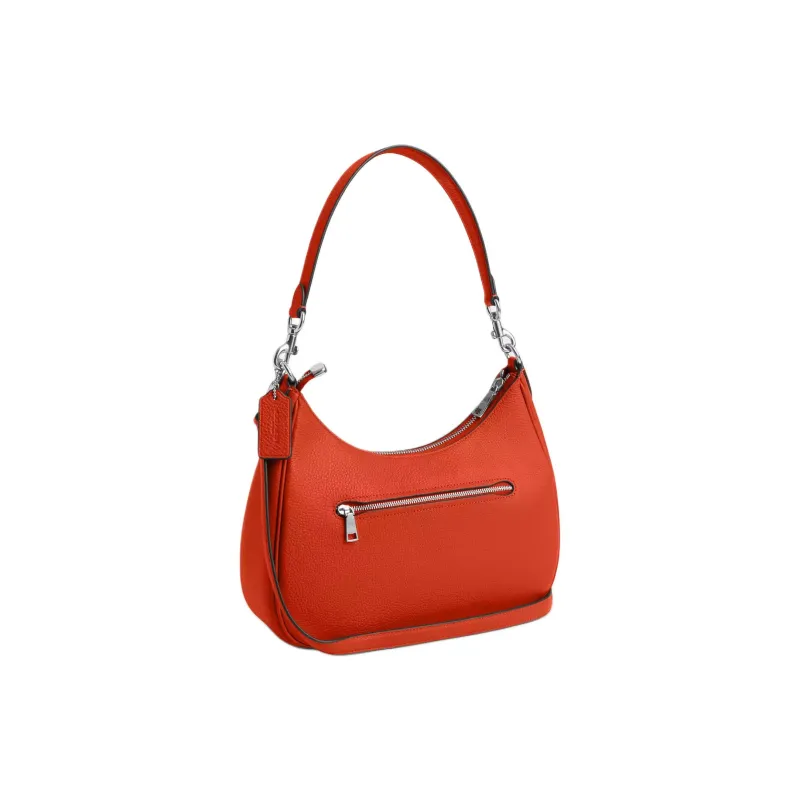 COACH Teri Pebble Leather Hobo Bag, Crossbody Bag, Shoulder Bag Tubas Women's Orange-1