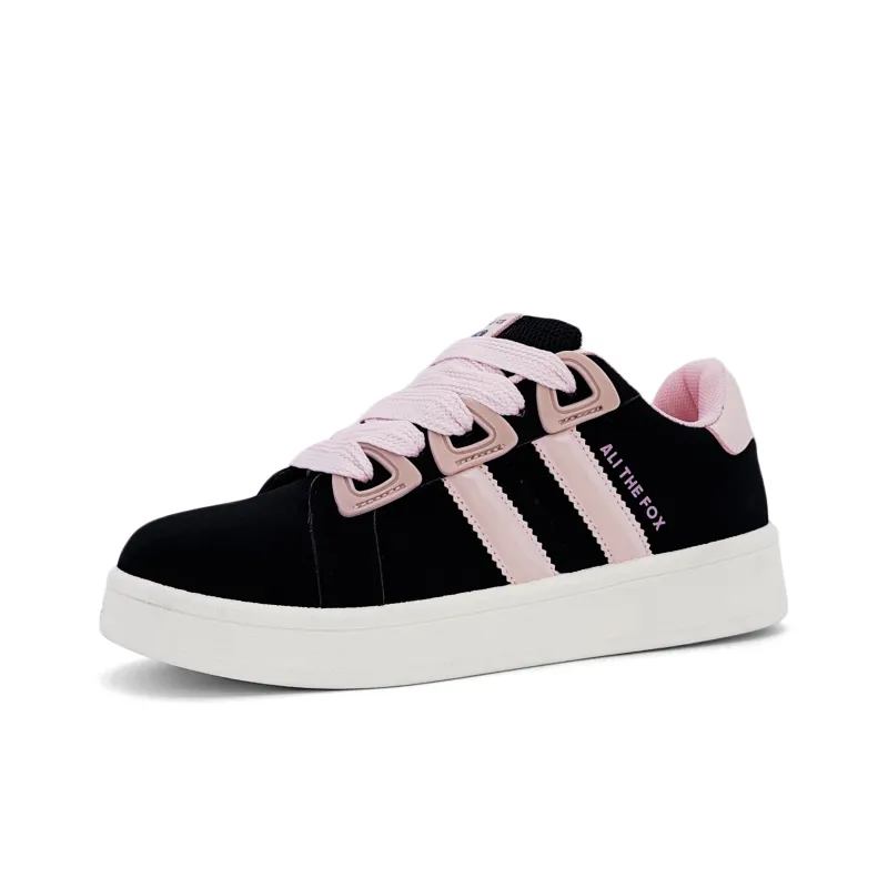 ALI THE FOX Skateboard Shoes Women's Low Top Black Pink/Black Green-4