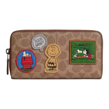 COACH PEANUTS Collaboration Coated Canvas Wallet Trumpets Men's Tan
