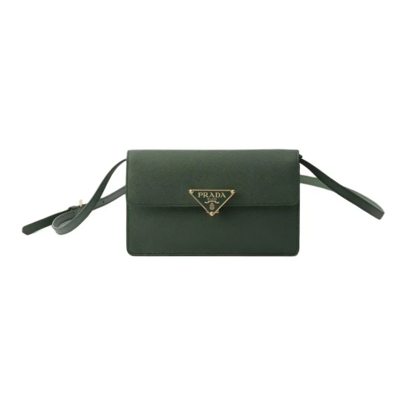 PRADA Saffiano Calfskin Shoulder Bag Mini Women's Sage Green-0