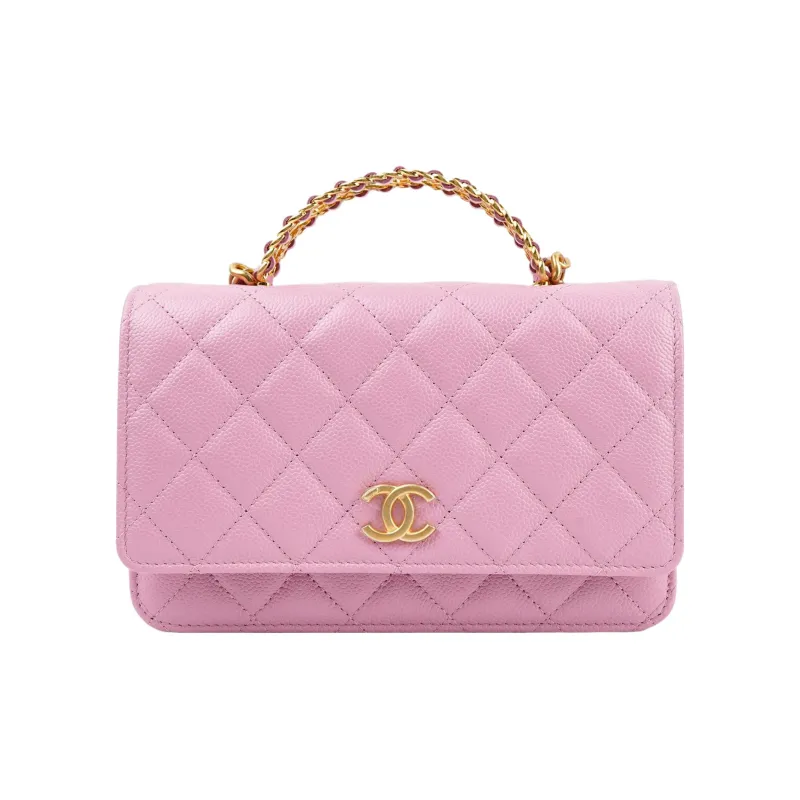 CHANEL WOC Grain Embossed Calfskin Chain Bag Handbag Women's Pink-1