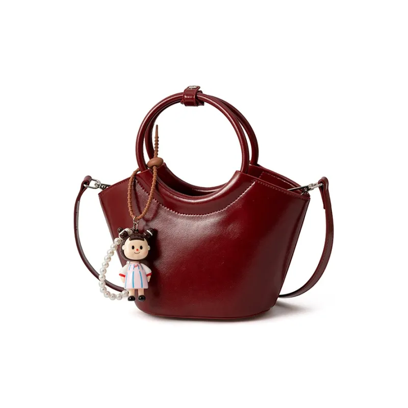 Vigno Synthetic Leather One Shoulder Handbag Women's White/Red/Sambal Color/Black-15